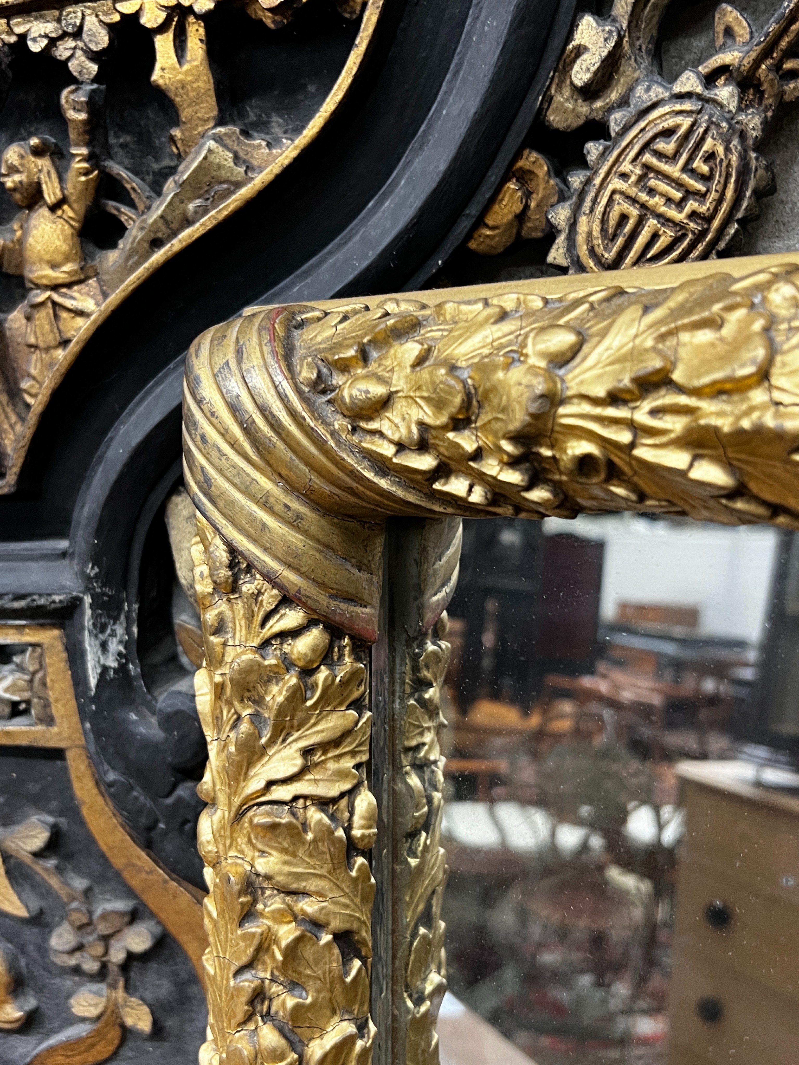 A Victorian rectangular carved giltwood mirror, width 41cm, height 52cm